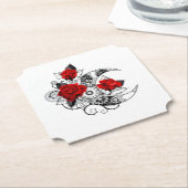 Dessous-de-verre En Papier Croissant mécanique avec roses rouges (Incliné)