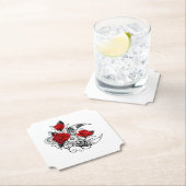 Dessous-de-verre En Papier Croissant mécanique avec roses rouges (En situation)