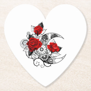 Dessous-de-verre En Papier Croissant mécanique avec roses rouges