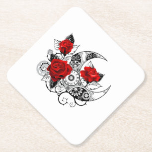 Dessous-de-verre En Papier Croissant mécanique avec roses rouges