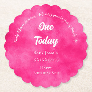 Dessous-de-verre En Papier Custom Baby's girls 1st Birthday Party