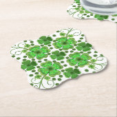 Dessous-de-verre En Papier Custom Metallic Green Clover & Swirl Pattern  (Incliné)