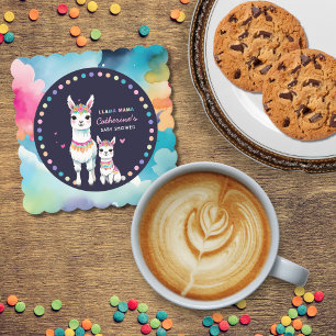 Dessous-de-verre En Papier Cute aquarelle Llama Mama Baby shower mexicain