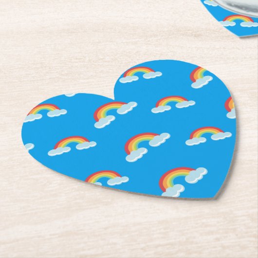 Dessous-de-verre En Papier Cute arc-en-ciel avec Motif nuages (Incliné)
