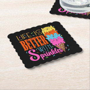 Dessous-de-verre En Papier Cute Cats Life is Better With Sprinkles Amoureux d