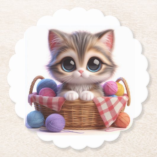 Dessous-de-verre En Papier Cute chat (Devant)