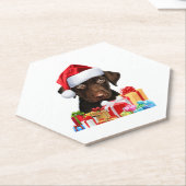 Dessous-de-verre En Papier Cute Chocolat Lab Puppy Santa Hat Fun Image Chris (Incliné)