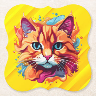 Dessous-de-verre En Papier Cute Colorful Chat Face-87002