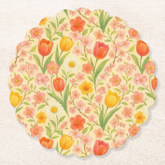 Dessous-de-verre En Papier Cute Easter/spring patterned flowers (Devant)