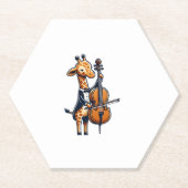 Dessous-de-verre En Papier Cute Giraffe Jouer Cello Giraffes Musicien Musique (Devant)