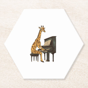 Dessous-de-verre En Papier Cute Giraffe Jouer Piano Giraffes Musicien Musique
