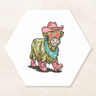 Dessous-de-verre En Papier Cute Highland Cow, Ouest