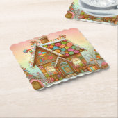 Dessous-de-verre En Papier Cute, maison de pain d'épices (Incliné)