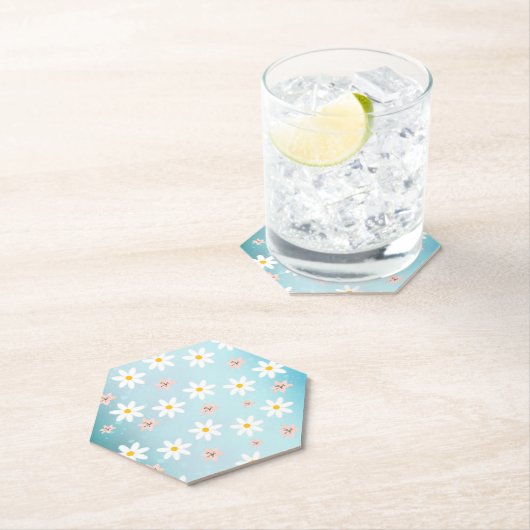 Dessous-de-verre En Papier Cute Modern Daisy Fleur de lys Rustique transparen (En situation)