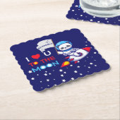 Dessous-de-verre En Papier Cute Panda Bear Sur Rocket Ship Kids Personnalisé (Incliné)