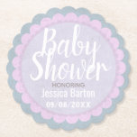 Dessous-de-verre En Papier Cute Pastel Baby shower personnalisé rose et gris<br><div class="desc">Dessous de verre de fête mignonnes pour la douche d'une petite fille.</div>