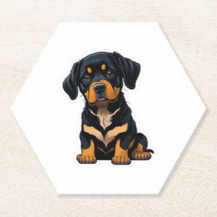 Dessous-de-verre En Papier Cute Rottweiler - Cadeaux pour les propriétaires d