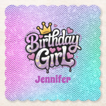 Cute Royal Birthday Girl Party Dessous de verre pa