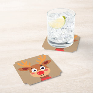 Dessous-de-verre En Papier Cute Rudolph Le Dessous de verre de papier rouge d