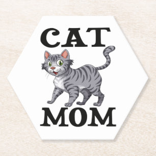 Dessous-de-verre En Papier Cute Tiger Chat Maman Cadeau Funny Kitty Cartoon C