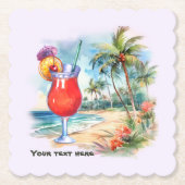 Dessous-de-verre En Papier Cute tiki Cocktail ajouter du texte Dessous de ver (Devant)