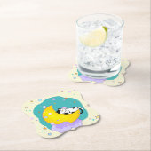 Dessous-de-verre En Papier Cute Tuxedo Kitty Chat Dormir Sur La Lune (En situation)