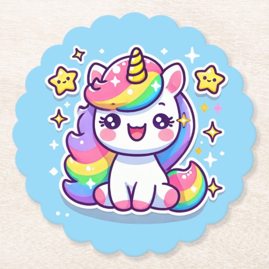 Dessous-de-verre En Papier Cute Unicorn (Devant)