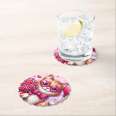Dessous-de-verre En Papier Cute Valentine's day cat/chaton (En situation)