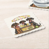 Dessous-de-verre En Papier Dachshund Chiens Lemonade Stand (Incliné)