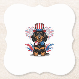 Dessous-de-verre En Papier Dachshund patriotique feux d'artifice art vectorie