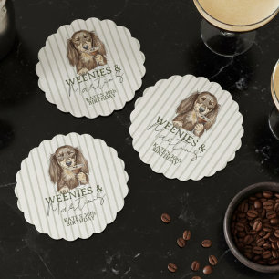 Dessous-de-verre En Papier Dachshund Weenies et Martinis dessinés à la main