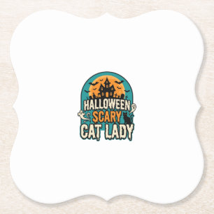Dessous-de-verre En Papier Dame de chat Halloween Épouvantable Maison hantée