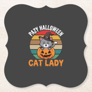 Dessous-de-verre En Papier Dame de chat Halloween Sorcière Citrouille Design