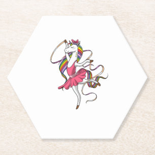 Dessous-de-verre En Papier Danseuse de ballet Licorne Arc-en-ciel Femme Fille