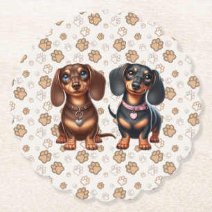 Dessous-de-verre En Papier De mignons amis dachshund