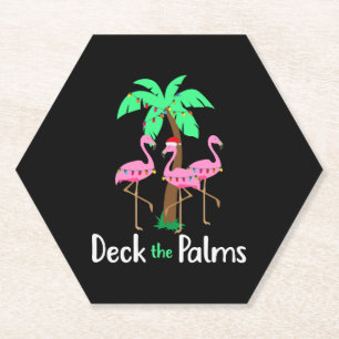 Dessous-de-verre En Papier Deck Les Palmiers Flamant rose Noël Fun