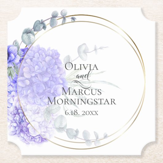 Dessous-de-verre En Papier Déjeuner de violet Hydrangea Floral Bouquet (Devant)