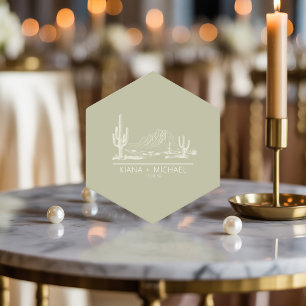 Dessous-de-verre En Papier Desert Vibes Mariage Paysage Sage Vert ID1019