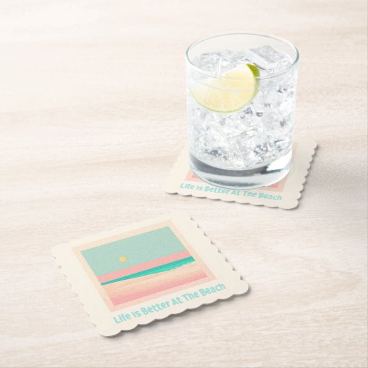 Dessous-de-verre En Papier Design de plage (En situation)