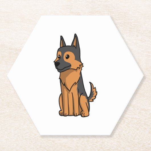 Dessous-de-verre En Papier Dessin animé de German Shepherd (Devant)