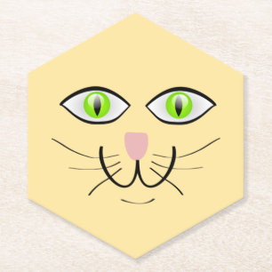 Dessous-de-verre En Papier Dessin animé visage drôle de chat-29034