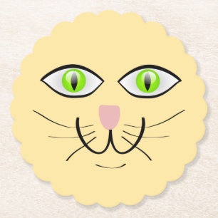 Dessous-de-verre En Papier Dessin animé visage drôle de chat-29034