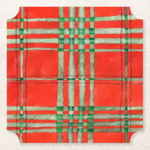 DESSOUS-DE-VERRE EN PAPIER DESSOUS DE PLACE EN PAPIER TARTAN ÉCOSSAIS ROUGE