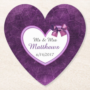 Dessous-de-verre En Papier Dessous de verre cardiaques Mariages personnalisés