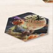 Dessous-de-verre En Papier Dessous de verre Citrouille de nuit éffrayant (Incliné)