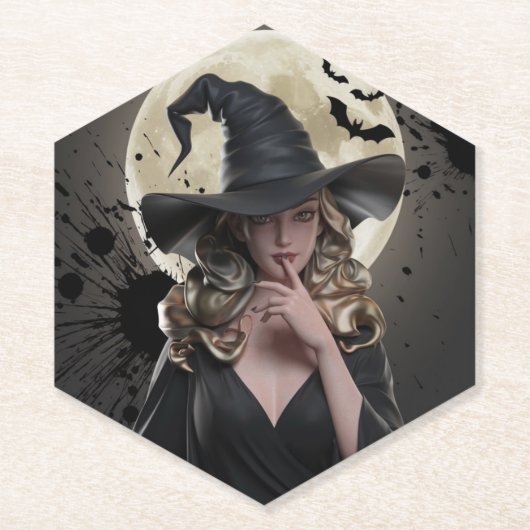 Dessous-de-verre En Papier Dessous de verre de boisson de sorcière mystique (Devant)