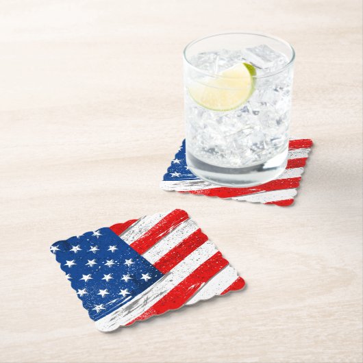 Dessous-de-verre En Papier Dessous de verre de boisson Patriotique Drapeau (En situation)