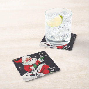 Dessous-de-verre En Papier Dessous de verre de fête vintage rétro de Noël