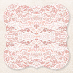 Dessous-de-verre En Papier Dessous de verre de papier de pêche en dentelle bl