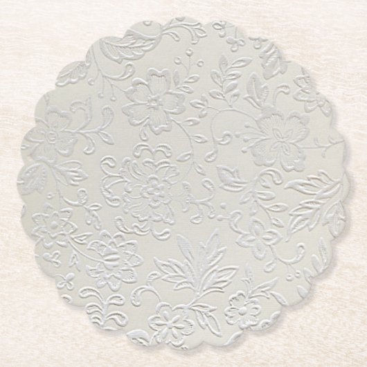 Dessous-de-verre En Papier Dessous de verre de papier Mariage blanc antique (Devant)